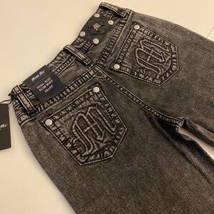 Miss Me Going Rouge High Rise Slim Wide Dark Grey Wash Size 26